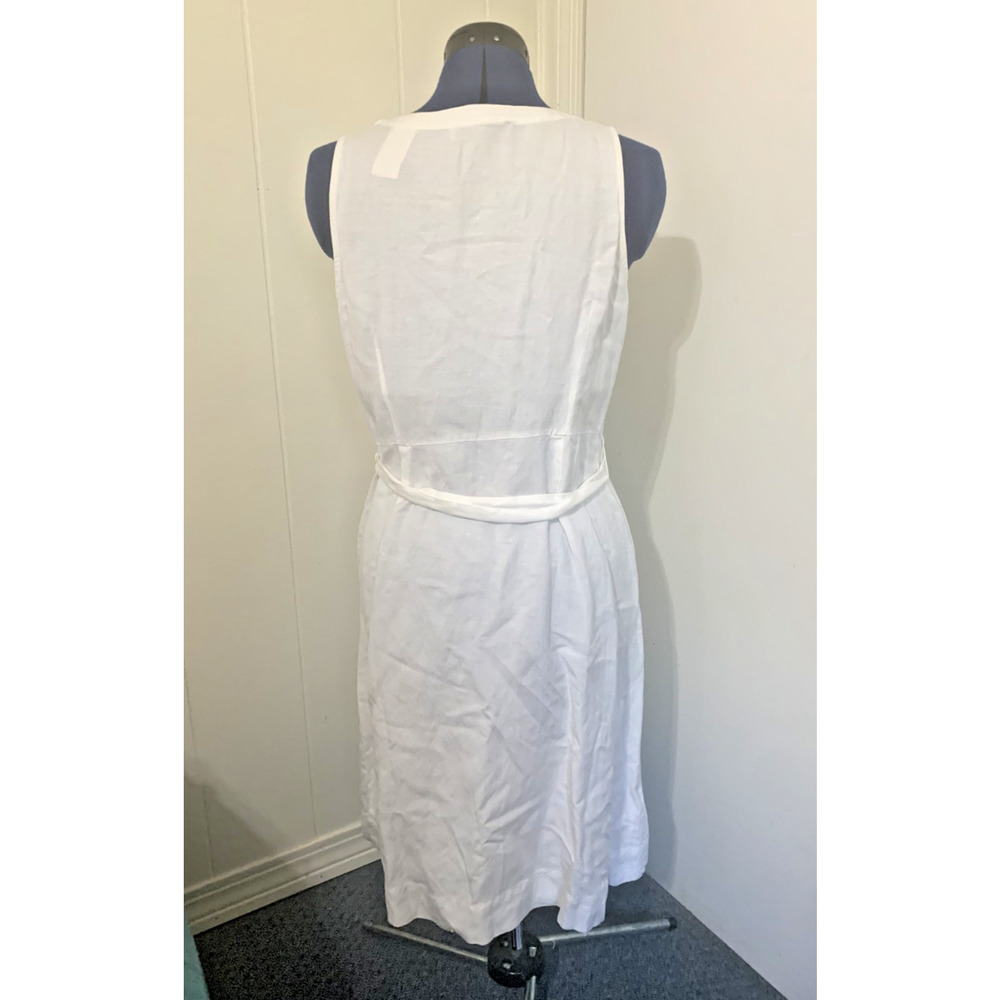Loft Dress Womens Size 12 White Linen Blend Sleeveless Button Front Beachy Vacay - Picture 3 of 10